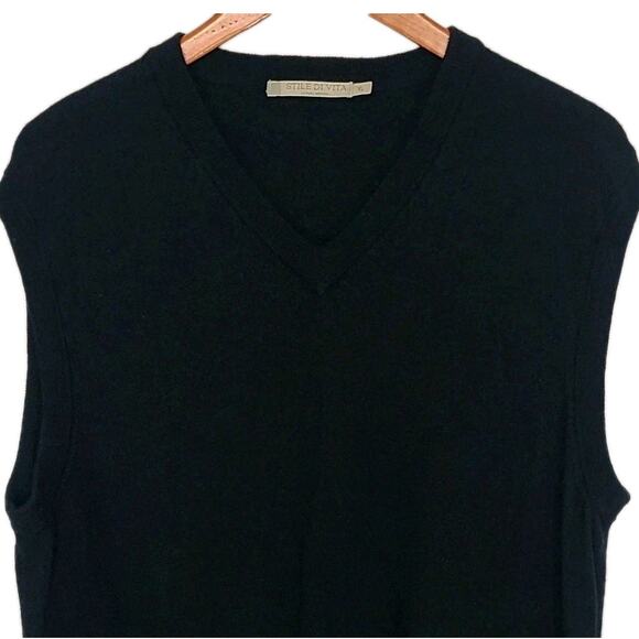 Stile Di Vita Men's V-Neck Sweater Vest 100% Merino Wool Black XL - Picture 1 of 9